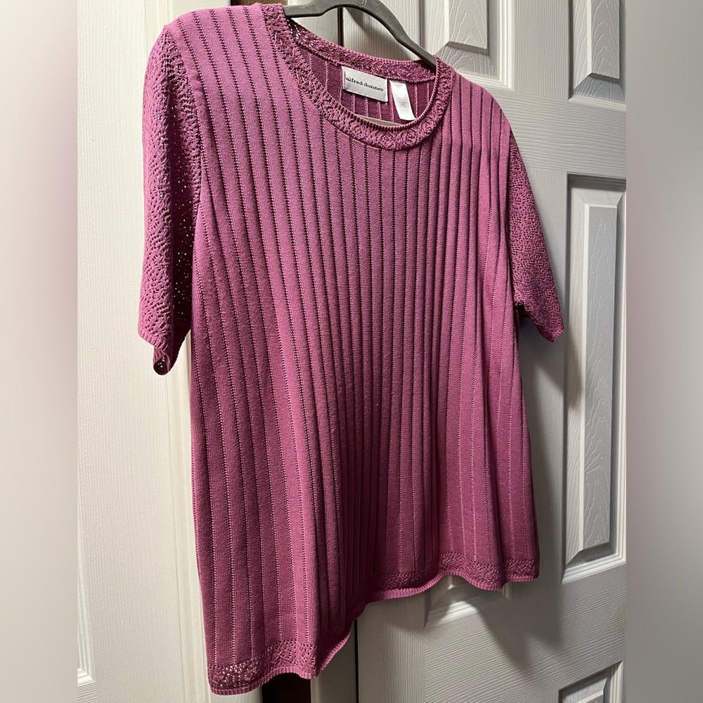 Alfred Dunner Ribbed Knit Top in Rich Mauve